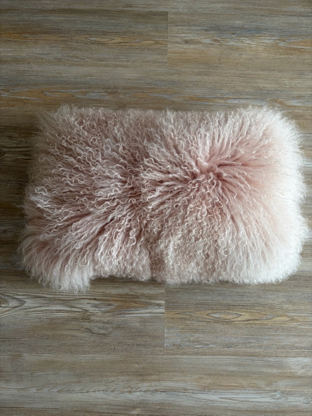 West Elm Blush Pink Mongolian Fur Accent Pillow (10  x 20)